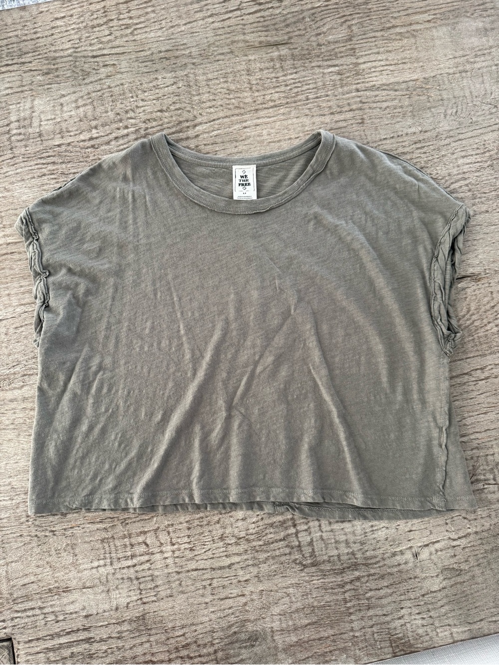 We The Free Free People cropped Tshirt size small army or olive green